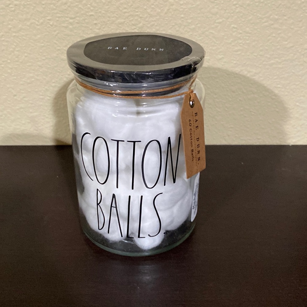 New Rae Dunn Cotton Balls Jar